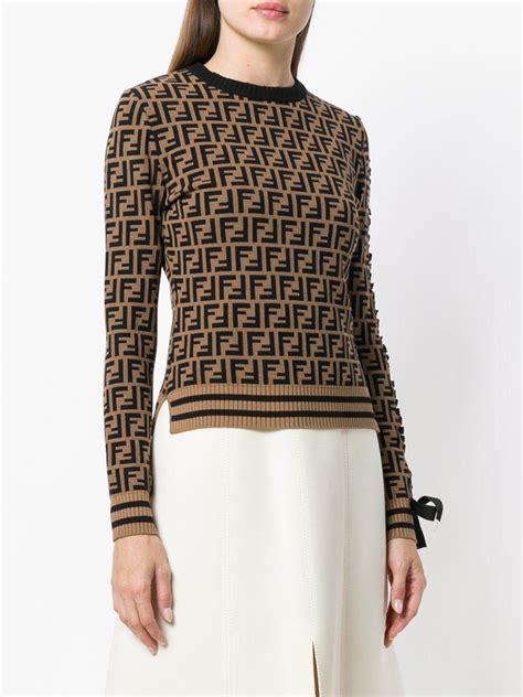 fendi female brown cardigan with button|Fendi Sweaters for Women .